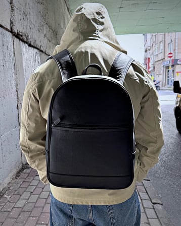Hakiki Deri Sırt Çantası – Laptop Bölmeli Siyah Renk | 2148