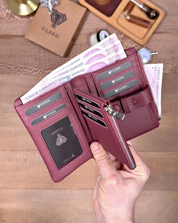 Küçük Kadın Cüzdan – Hakiki Deri Bordo | 2149
