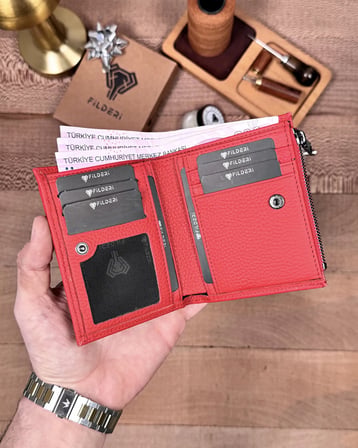 Fonksiyonel Küçük Kadın Cüzdanı – Hakiki Deri Kırmızı | 2150