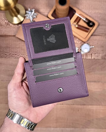 Fonksiyonel Küçük Kadın Cüzdanı – Hakiki Deri Mor | 2150