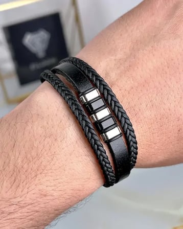 3lü Deri Bileklik Aksesuarlı