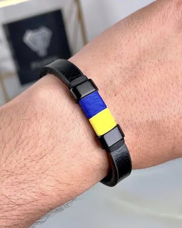 Sarı Lacivert İpli Deri Bileklik
