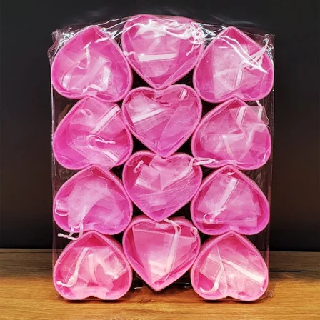 Marsilyan Pembe Tül Kalp Kese Hediyelik Ürün 7.5 cm 170 gr