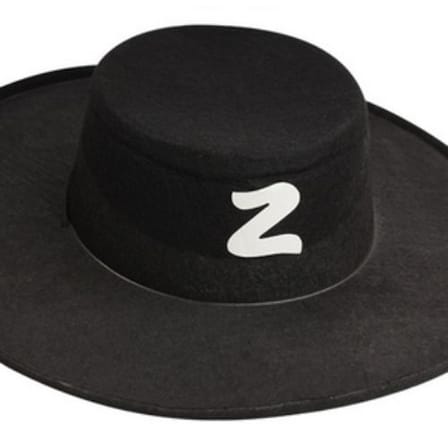 Marsilyan Zorro Şapka Maske Seti Yetişkin Siyah Kostüm