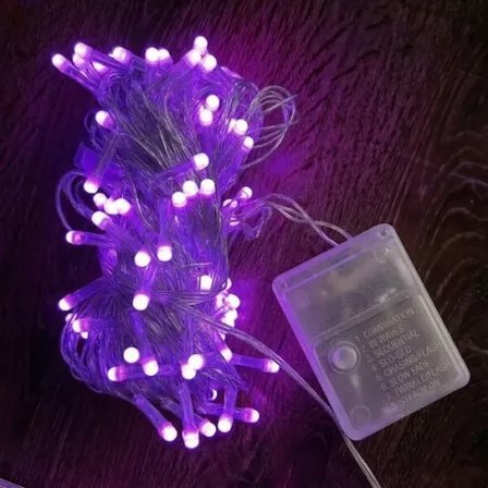 10m 100 Led Damla Uçlu Pembe Işık Şeffaf Kablo