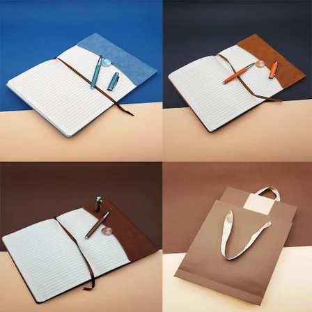 Marsilyan Promosyon Defter Kalem Seti Hediyelik Çok Renkli Termo Deri Metal Kalem Kutu