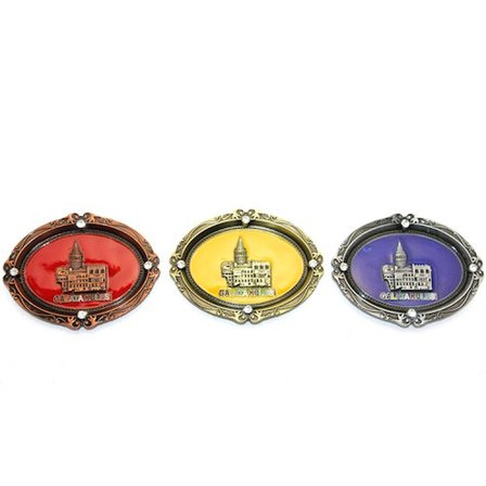 Marsilyan Galata Kulesi Kabartmalı Metal Magnet Hediyelik Çok Renkli 7.5 cm