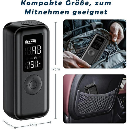 Ozmik Elektrikli hava pompası bisiklet pompası elektrikli 150 psi, 6000 mAh hava pompası LCD