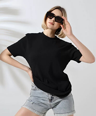FD GİYİM Unisex Bisiklet Yaka Slim Fit T-Shirt - Siyah