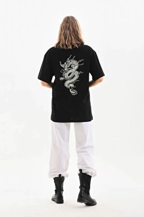 FD GİYİM Unisex Baskılı Oversize T-Shirt - Siyah