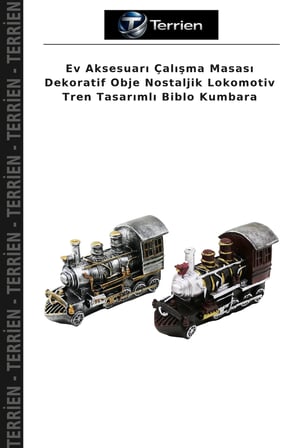 Ev Aksesuarı Çalışma Masası Dekoratif Obje Nostaljik Lokomotiv Tren Tasarımlı Biblo Kumbara