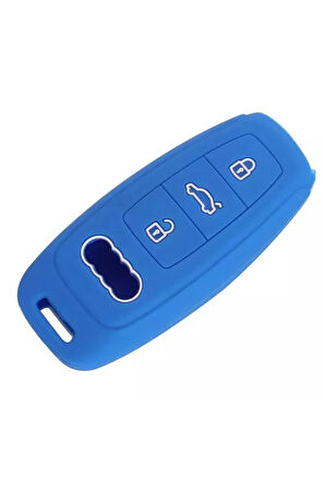 Audi A6l A7 A8 C8 Q8 D5 Silikon Anahtar Koruma Kılıfı Mavi Renk