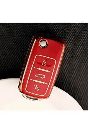 Passat Amarok Transporter Lüks Anahtarı Koruma Kabı Kılıfı Kırmızı Anahtar Teyiti Yapınız