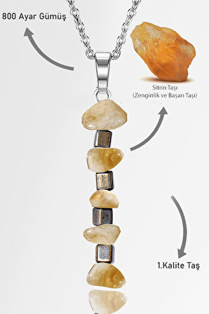 Sertifikalı AAA+ Kırık Taşlı Model Sitrin Taşı Kolye - Brezilya