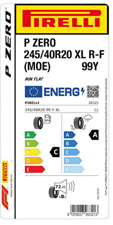 PİRELLİ 245/40R20 99Y XL RFT MOE P ZERO YAZ LASTİGİ ÜRETİM YILI:2025