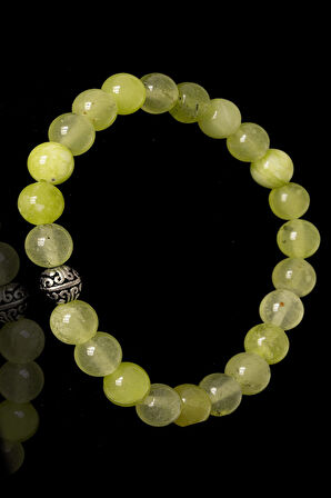 Sertifikalı Açık Yeşil Akik Taşı Bileklik - Gümüş Aparatlı