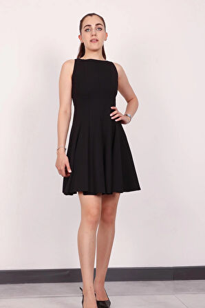 Kadın Siyah Kolsuz Mini Elbise