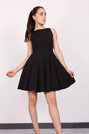 Kadın Siyah Kolsuz Mini Elbise