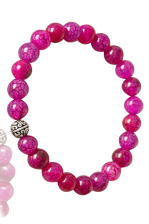 Sertifikalı Pembe Akik Taşı Bileklik - Gümüş Aparatlı