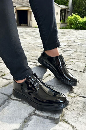 Bağcıklı,rugan,siyah Erkek Ayakkabı - Şık Ve Konforlu Günlük Klasik Model,37,38,39,40,41,42,43,44 SİYAH RUGAN / 38