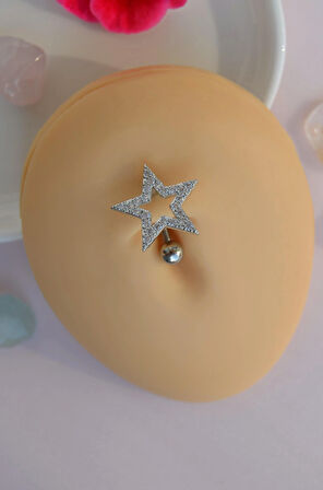 Zirkon Taşlı Yıldız Göbek Piercingi
