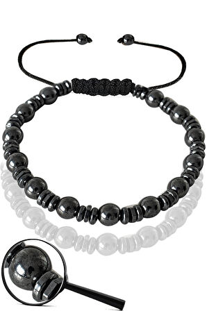 Sertifikalı Makrome Gerçek Terahertz Taşı Bileklik - Ayarlamalı