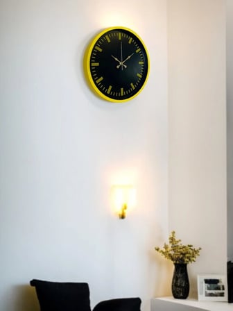 36 Cm Sarı Dekoratif Duvar Saati iegxx