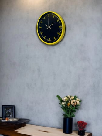 36 Cm Sarı Dekoratif Duvar Saati iegxx
