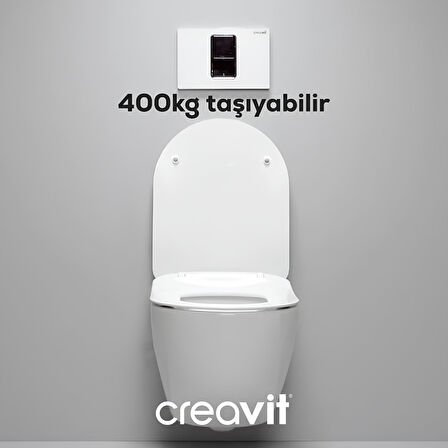 Creavit Free Beyaz Kanalsız Asma Klozet FE322, Creavit Free Duck Duroplast Yavaş Kapak