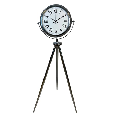 Krom Roma Rakamlı 150 x 45 Cm Metal Tripod Ayaklı Saat iegxx