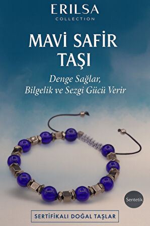 Sertifikalı Sentetik Mavi Safir Taşı Bileklik – Bilgelik, Sezgi ve Denge Enerjisi