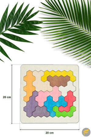 Ahşap Altıgen Petek Blok 11 Parçalı Puzzle
