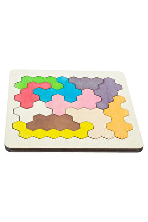 Ahşap Altıgen Petek Blok 11 Parçalı Puzzle
