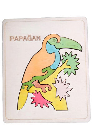 Ahşap Papağan Figürlü Puzzle