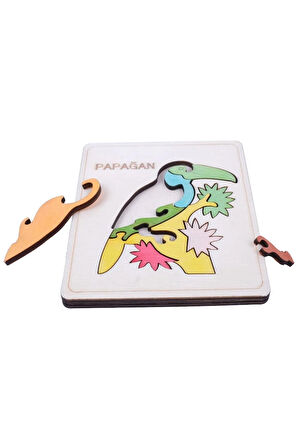 Ahşap Papağan Figürlü Puzzle