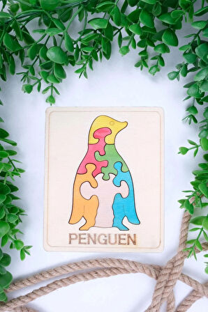 Ahşap Penguen Figürlü Puzzle