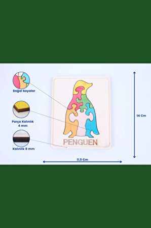 Ahşap Penguen Figürlü Puzzle