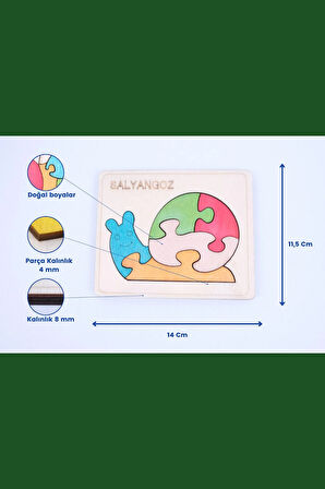 Ahşap Salyangoz Figürlü Puzzle