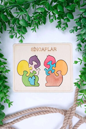 Ahşap Sincaplar Figürlü Puzzle