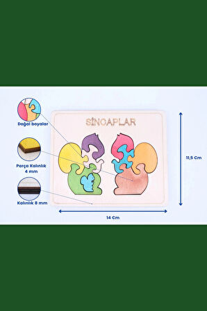 Ahşap Sincaplar Figürlü Puzzle