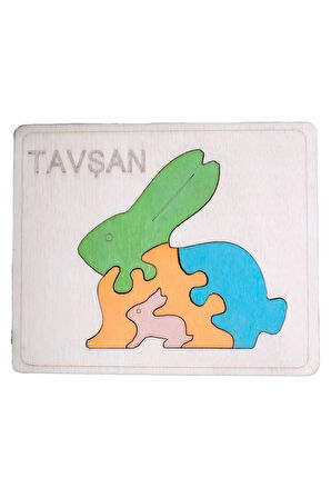 Ahşap Tavşan Figürlü Puzzle