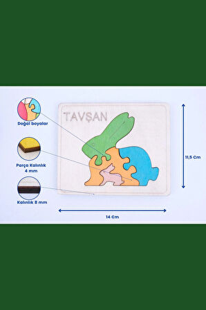 Ahşap Tavşan Figürlü Puzzle