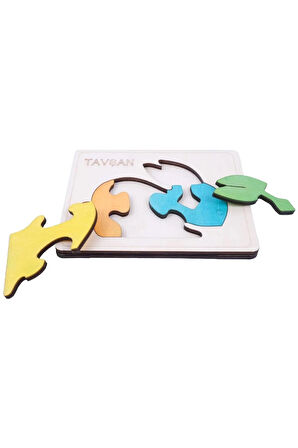 Ahşap Tavşan Figürlü 4 Parça Puzzle