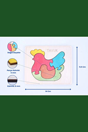 Ahşap Tavuk Figürlü Puzzle
