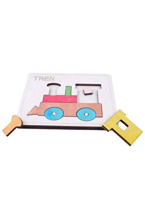 Ahşap Tren Figürlü Puzzle