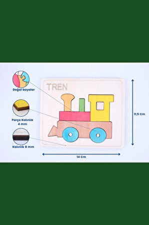 Ahşap Tren Figürlü Puzzle