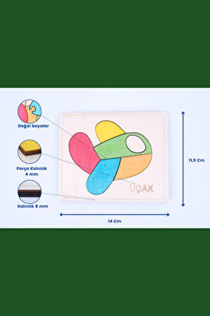 Ahşap Uçak Figürlü Puzzle