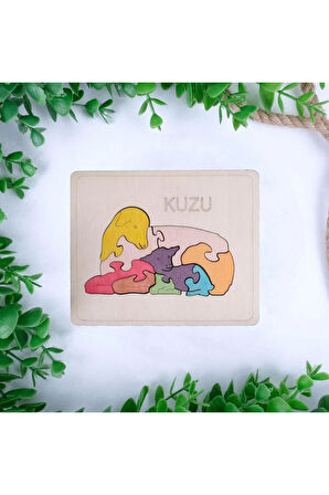 Ahşap Kuzu Figürlü Puzzle