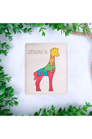Ahşap Zürafa Figürlü Puzzle