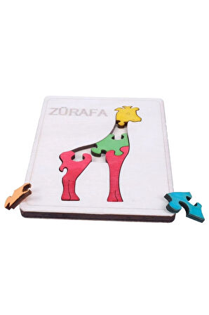 Ahşap Zürafa Figürlü Puzzle